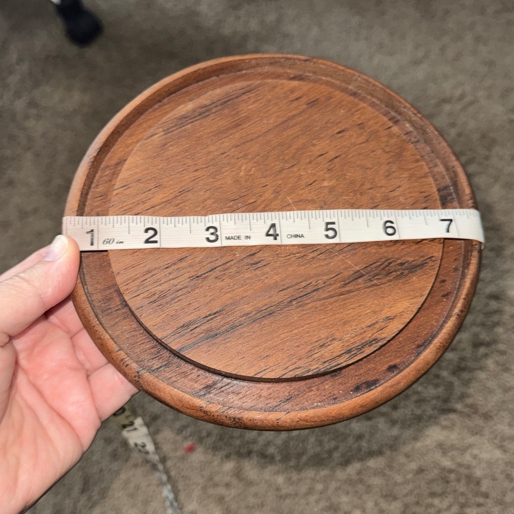 Vintage Goodwood Teak & Glass Dome Plate Server Tray - Picture 10 of 11